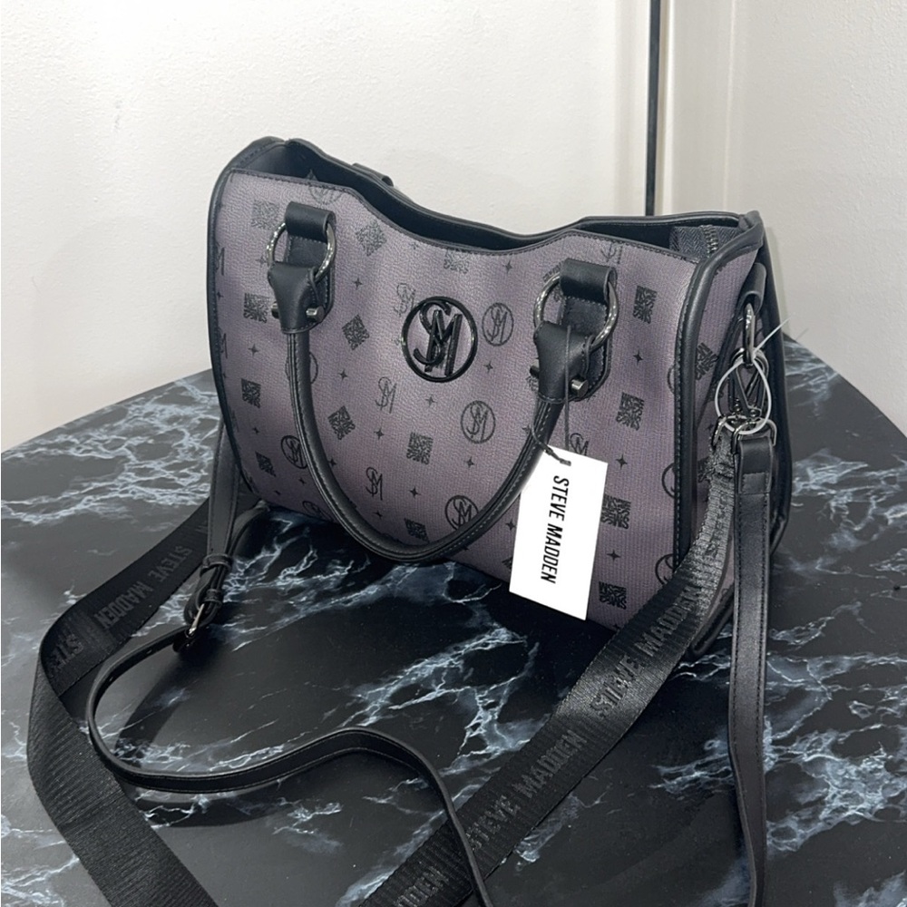 Steve Madden Black and Gray Shoulder Crossbody Bag NWT - Picture 1 of 14
